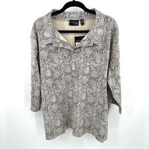 Attitudes by Renee Petite faux suede snake print blouse Size 2XP